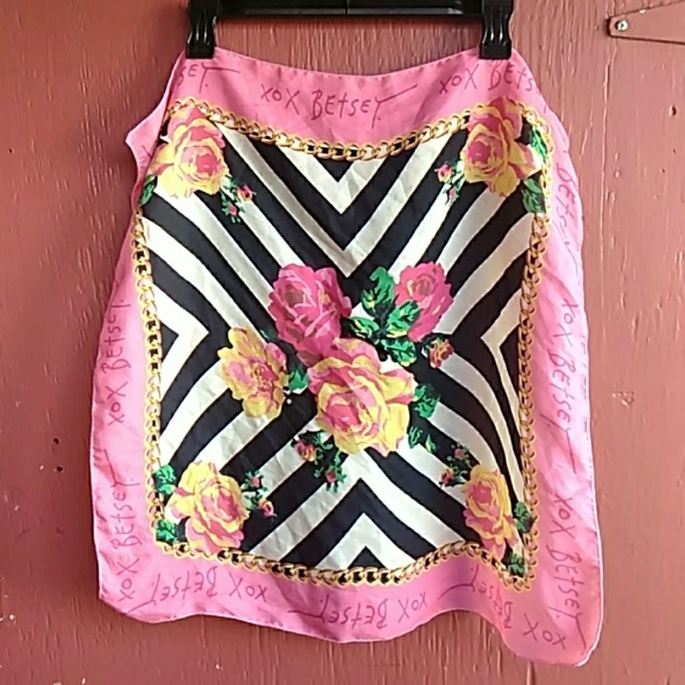 Betsey Johnson Floral Silk Scarf Spring Accessory